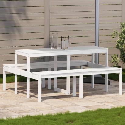 Masă de picnic, alb, 160x134x75 cm, lemn masiv de pin GartenMobel Dekor