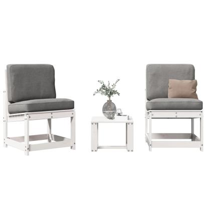 Set mobilier de grădină, 3 piese, alb, lemn masiv de pin GartenMobel Dekor