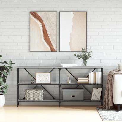 Masă consolă, gri sonoma, 160x30x75 cm, lemn prelucrat și fier GartenMobel Dekor
