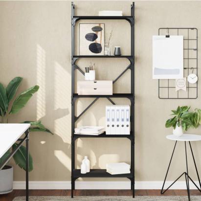 Bibliotecă cu 5 niveluri, negru, 56x31,5x174 cm, lemn prelucrat GartenMobel Dekor