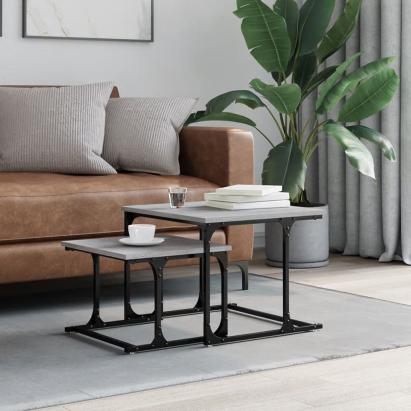 Mese suprapuse de cafea, 2 buc, sonoma gri, lemn prelucrat GartenMobel Dekor