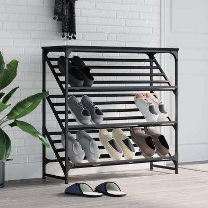 Suport pantofi, negru, 90x30x85 cm, lemn prelucrat GartenMobel Dekor