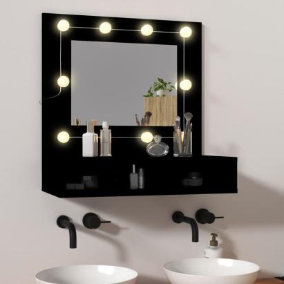 Dulap cu oglindă și LED, negru, 60x31,5x62 cm GartenMobel Dekor