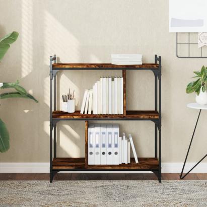 Bibliotecă cu 3 niveluri, stejar fumuriu, 76x32x88 cm, lemn GartenMobel Dekor