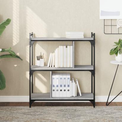 Bibliotecă cu 3 niveluri gri sonoma 76x32x88 cm lemn compozit GartenMobel Dekor