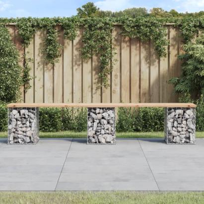 Bancă de grădină, design gabion, 203x31x42cm, lemn masiv de pin GartenMobel Dekor
