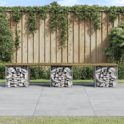 Bancă grădină, design gabion, 203x31x42 cm, lemn pin impregnat GartenMobel Dekor