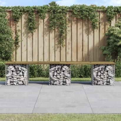 Bancă grădină, design gabion, 203x44x42 cm, lemn pin impregnat GartenMobel Dekor