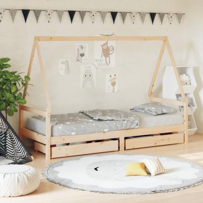 Cadru pat copii cu sertare, 80x200 cm, lemn masiv de pin GartenMobel Dekor