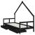 Cadru pat copii cu sertare, negru, 80x200 cm, lemn masiv de pin GartenMobel Dekor