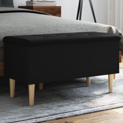 Bancă de depozitare, negru, 82x42x46 cm, lemn prelucrat GartenMobel Dekor