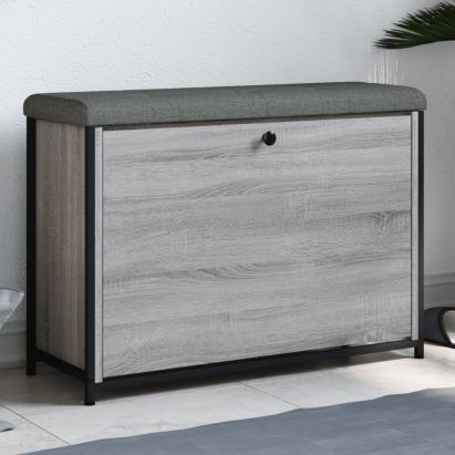 Bancă de pantofi cu sertar rabatabil, gri sonoma, 82x32x56 cm GartenMobel Dekor