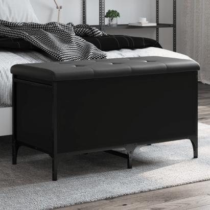 Bancă de depozitare, negru, 82x42x45 cm, lemn prelucrat GartenMobel Dekor