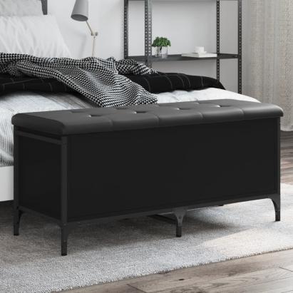 Bancă de depozitare, negru, 102x42x45 cm, lemn prelucrat GartenMobel Dekor