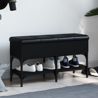 Bancă de pantofi, negru, 82x32x45 cm, lemn prelucrat GartenMobel Dekor