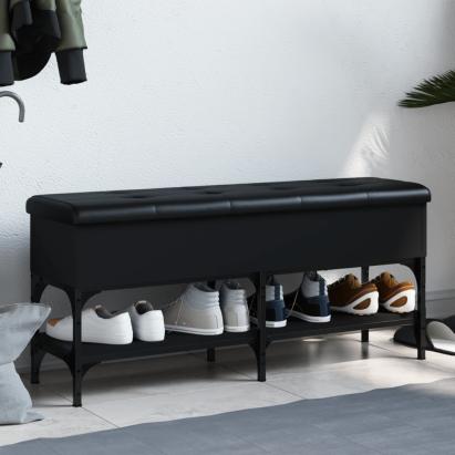 Bancă de pantofi, negru, 102x32x45 cm, lemn prelucrat GartenMobel Dekor