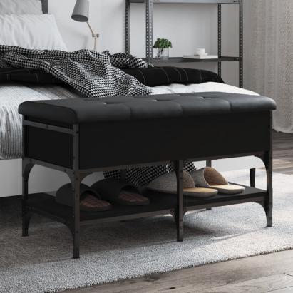 Bancă de pantofi, negru, 82x42x45 cm, lemn prelucrat GartenMobel Dekor