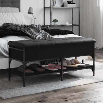 Bancă de pantofi, negru, 102x42x45 cm, lemn prelucrat GartenMobel Dekor