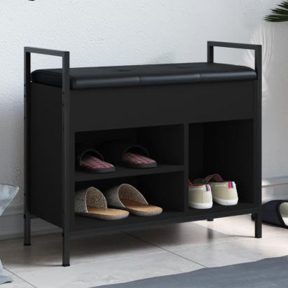 Bancă de pantofi, negru, 65,5x32x57,5 cm, lemn prelucrat GartenMobel Dekor