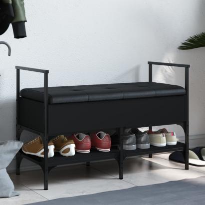 Bancă de pantofi, negru, 85,5x42x57,5 cm, lemn prelucrat GartenMobel Dekor