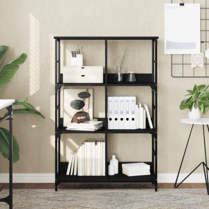Bibliotecă, negru, 78,5x33x117,5 cm, lemn prelucrat GartenMobel Dekor