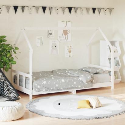 Cadru de pat pentru copii, alb, 90x200 cm, lemn masiv de pin GartenMobel Dekor