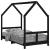 Cadru de pat pentru copii, negru, 80x160 cm, lemn masiv de pin GartenMobel Dekor