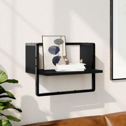 Raft de perete cu bare, negru, 40x25x30 cm GartenMobel Dekor