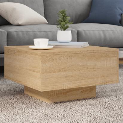 Măsuță de cafea cu lumini LED, stejar sonoma, 55x55x31 cm GartenMobel Dekor