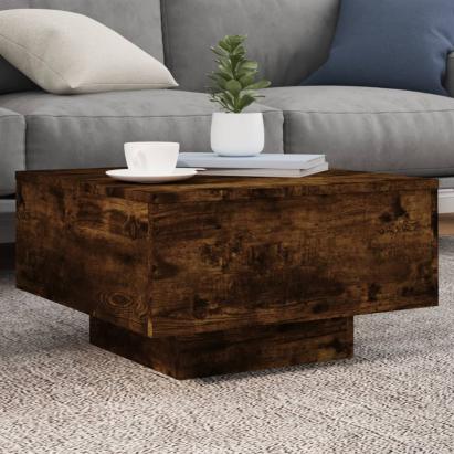 Măsuță de cafea cu lumini LED, stejar fumuriu, 55x55x31 cm GartenMobel Dekor