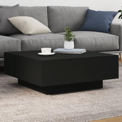 Măsuță de cafea cu lumini LED, negru, 80x80x31 cm GartenMobel Dekor
