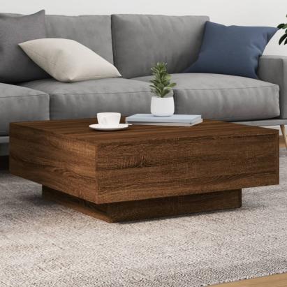 Măsuță de cafea cu lumini LED, stejar maro, 80x80x31 cm GartenMobel Dekor