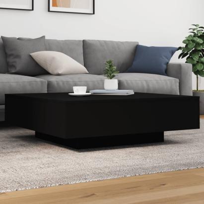 Măsuță de cafea cu lumini LED, negru, 100x100x31 cm GartenMobel Dekor