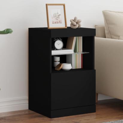 Servantă cu lumini LED, negru, 41x37x67 cm GartenMobel Dekor