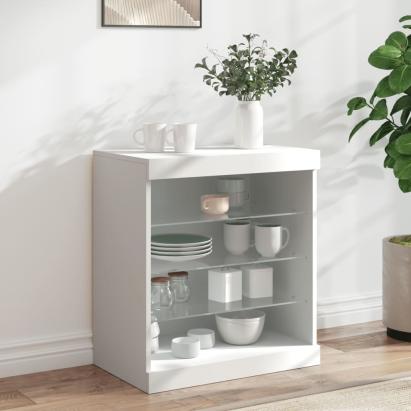 Servantă cu lumini LED, alb, 60,5x37x67 cm GartenMobel Dekor