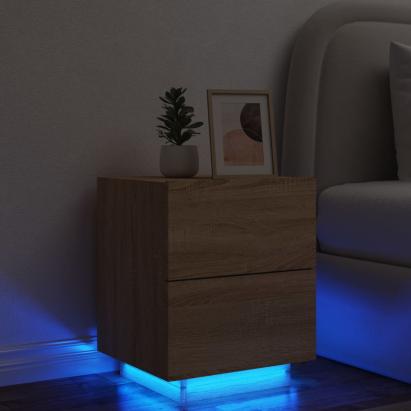 Noptieră cu lumini LED, stejar sonoma, lemn prelucrat GartenMobel Dekor