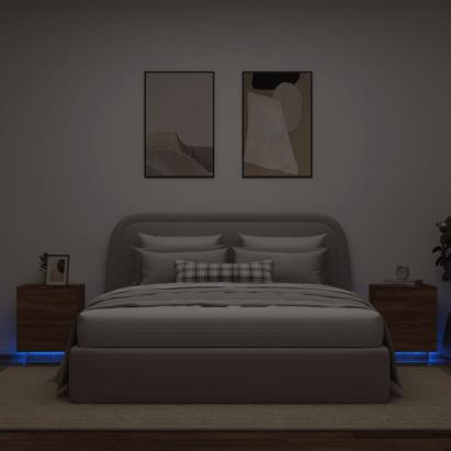 Noptiere cu lumini LED, 2 buc., stejar maro, lemn prelucrat GartenMobel Dekor