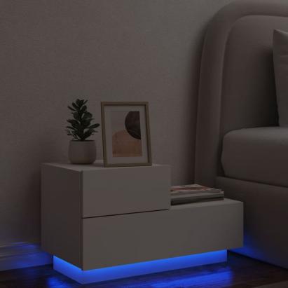 Noptieră cu lumini LED, alb, 70x36x40,5 cm GartenMobel Dekor