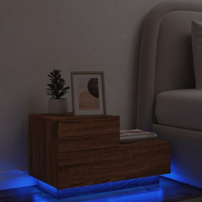 Noptieră cu lumini LED, stejar maro, 70x36x40,5 cm GartenMobel Dekor