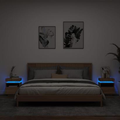 Noptiere cu lumini LED, 2 buc., stejar sonoma, 40x39x48,5 cm GartenMobel Dekor