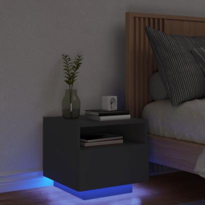 Noptieră cu lumini LED, negru, 40x39x37 cm GartenMobel Dekor