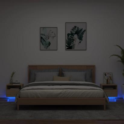 Noptiere cu lumini LED, 2 buc., stejar sonoma, 40x39x37 cm GartenMobel Dekor