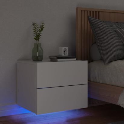 Noptieră montată pe perete cu lumini LED, alb GartenMobel Dekor