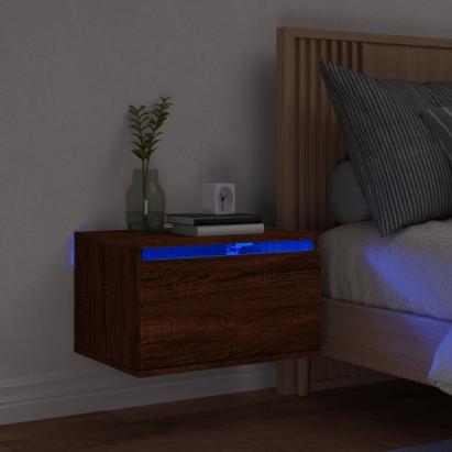 Noptieră montată pe perete cu lumini LED, stejar maro GartenMobel Dekor