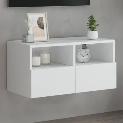 Comodă TV de perete, alb, 60x30x30 cm, lemn prelucrat GartenMobel Dekor