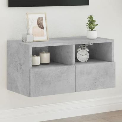 Comodă TV de perete, gri beton, 60x30x30 cm, lemn prelucrat GartenMobel Dekor