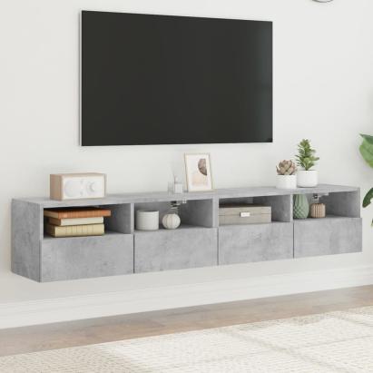 Comode TV de perete, 2 buc., gri beton, 80x30x30 cm, lemn GartenMobel Dekor