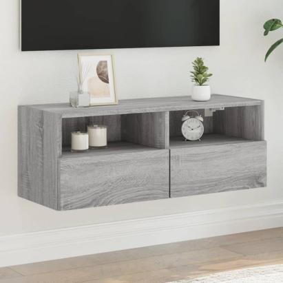 Comodă TV de perete, gri sonoma, 80x30x30 cm, lemn prelucrat GartenMobel Dekor