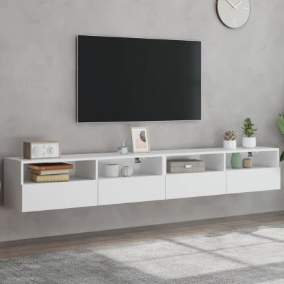 Dulapuri TV de perete 2 buc. alb 100x30x30 cm lemn compozit GartenMobel Dekor