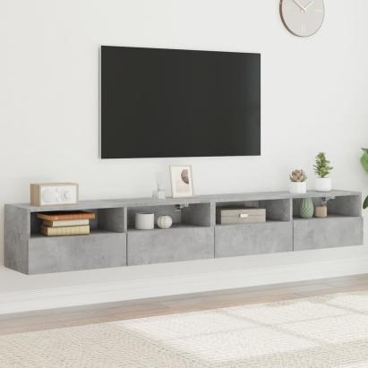Comode TV de perete, 2 buc., gri beton, 100x30x30 cm, lemn GartenMobel Dekor